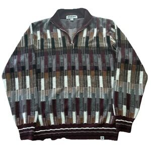 Stacy Adams Men's Medium Original Classic Pattern 1/4 Zip Pullover Sweater